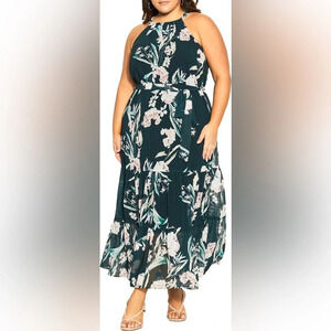City Chic Halter Love Floral Maxi Dress, FRESH FIELDS, Size XS/14W, NWT